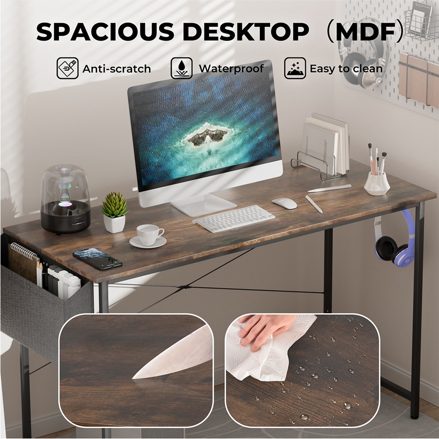 100x50cm Computer Office Desk Home Workstation with Storage & Side Hook