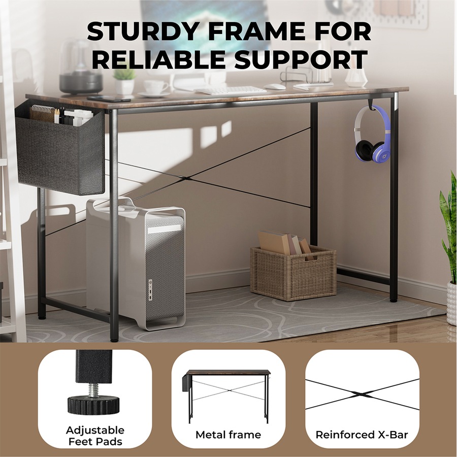 100x50cm Computer Office Desk Home Workstation with Storage & Side Hook