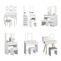Levede Dressing Table Vanity Set Makeup Mirror Stool Desk Drawers Dresser LED
