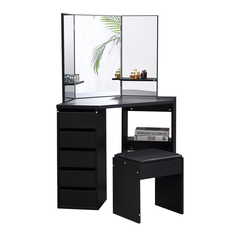Buy Levede Dressing Table Stool Mirror Jewellery Organiser Makeup 5 Drawers MyDeal