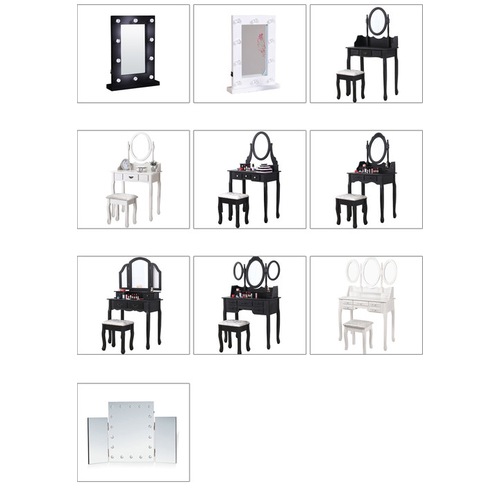 13 Drawers Mirrored See Through Vanity Table with Clear Glass Top MyDeal