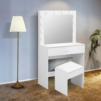 Levede Dressing Table Set Makeup Mirror Jewellery Organizer Cabinet 12 LED Bulbs
