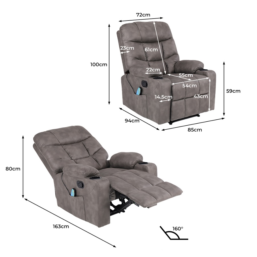 Levede Recliner Chair 8-Point & Heated Massage Chair
