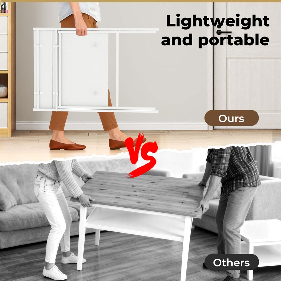 Levede Foldable Computer Desk with Monitor Shelf - White