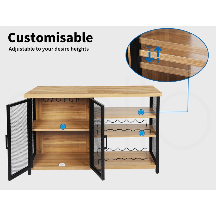 Levede Sideboard Buffet Cabinet with Wine Rack 120x34x76cm - Natural