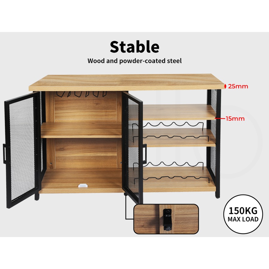 Levede Sideboard Buffet Cabinet with Wine Rack 120x34x76cm - Natural