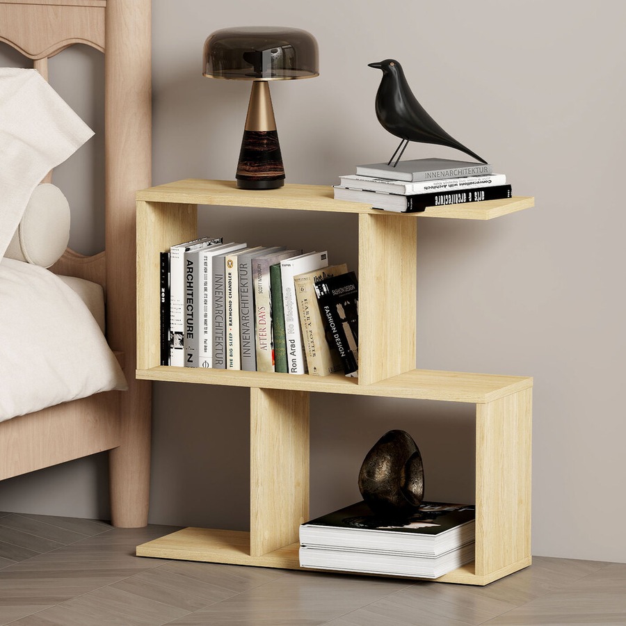 Levede Narrow Side Table Slim 2 Tier Modern Bedside Table Deep Oak Nightstand