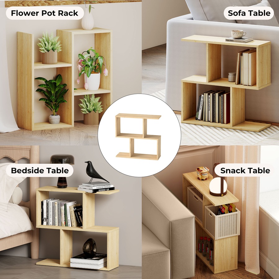 Levede Narrow Side Table Slim 2 Tier Modern Bedside Table Deep Oak Nightstand