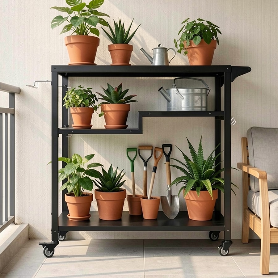 Levede Outdoor Kitchen Cart 3 Tier BBQ Grill Cart Mobile Patio Serving Trolley