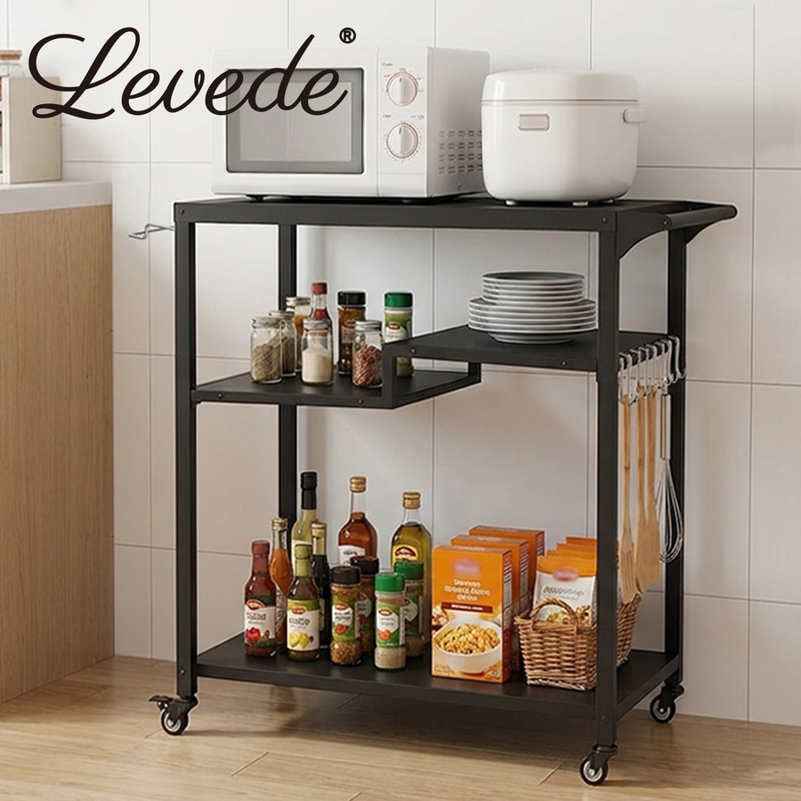 Levede Outdoor Kitchen Cart 3 Tier BBQ Grill Cart Mobile Patio Serving Trolley