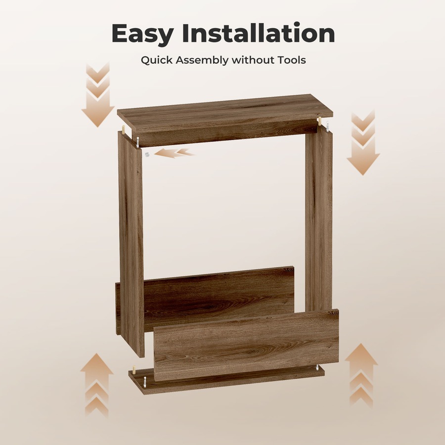 Levede Slim Side Table with Magazine Rack Small End Table Narrow Coffee Table