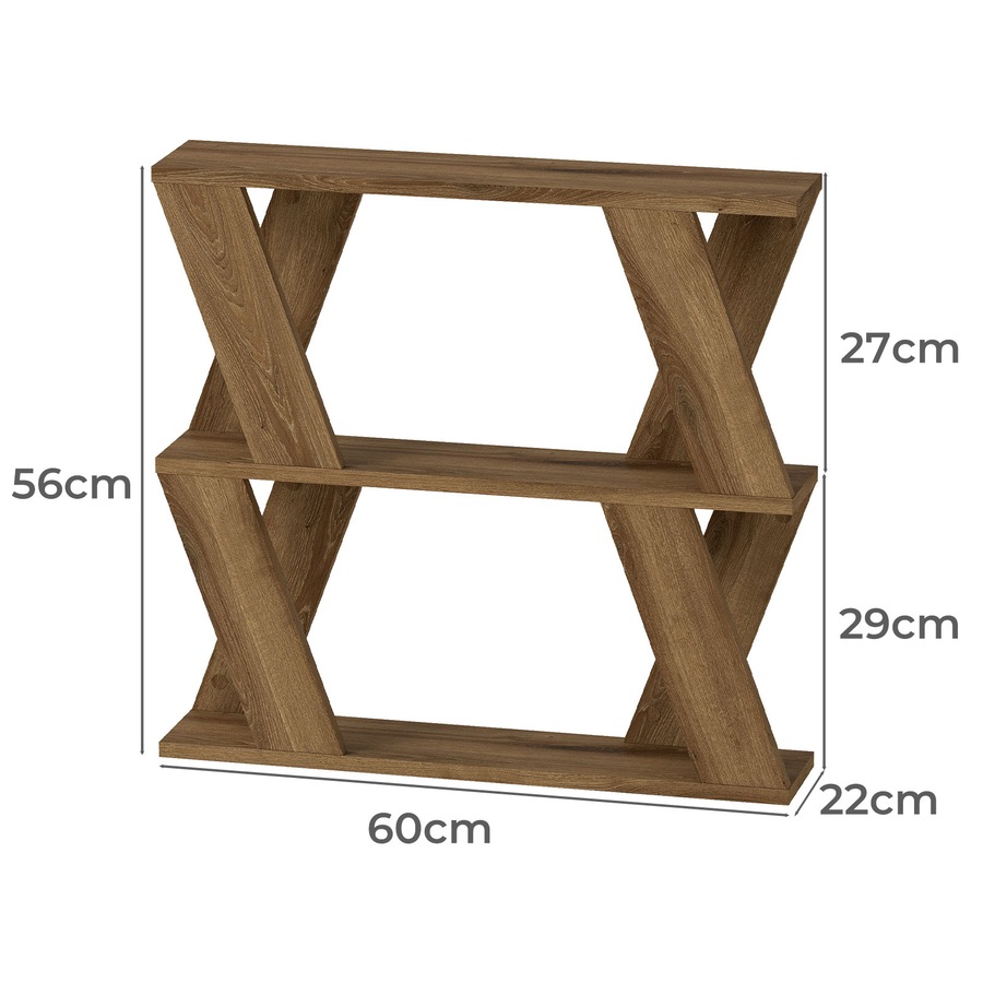 Levede Slim Side Table with Magazine Rack Two-Tier Storage Coffee Table Deep Oak