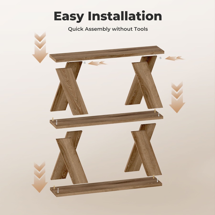 Levede Slim Side Table with Magazine Rack Two-Tier Storage Coffee Table Deep Oak