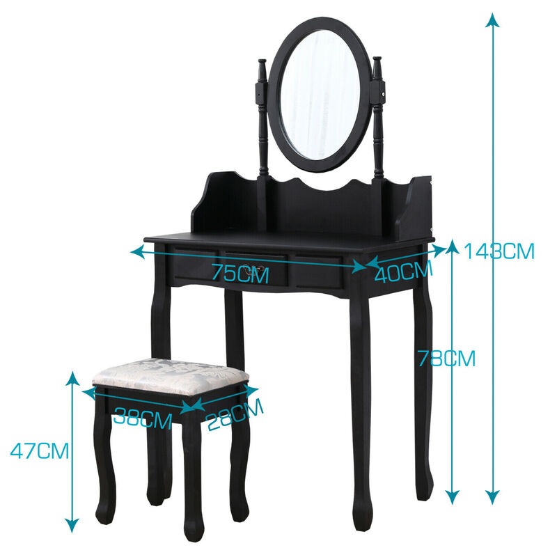 Levede Dressing Table Stool Makeup Mirror Jewellery Organizer Drawer Buy Dressing