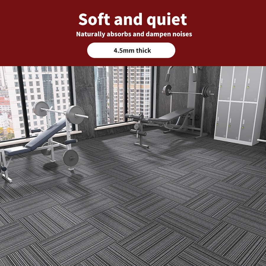 20 Pcs Modular Carpet Tiles 50cm x 50cm Each - Linear Black