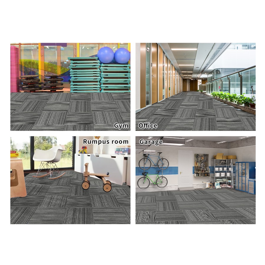 20 Pcs Modular Carpet Tiles 50cm x 50cm Each - Linear Black