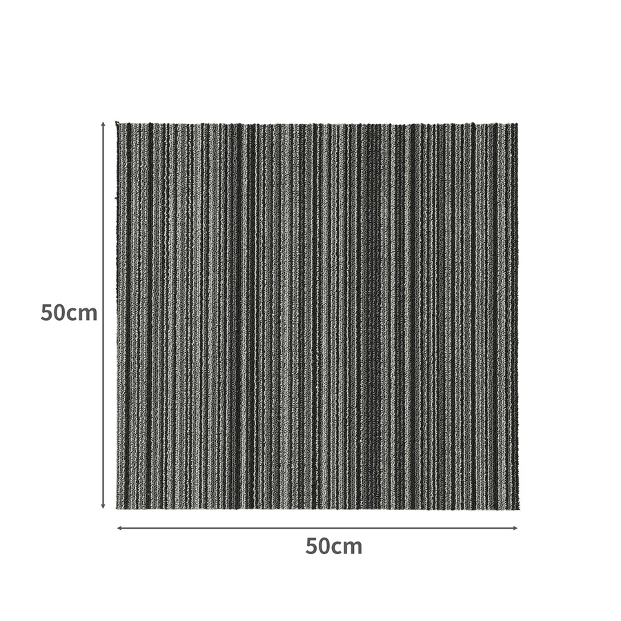 20 Pcs Modular Carpet Tiles 50cm x 50cm Each - Linear Black