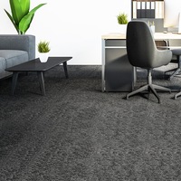 Marlow 20x Carpet Tiles Heavy Commercial Retail Office Flooring Black 50X50cm