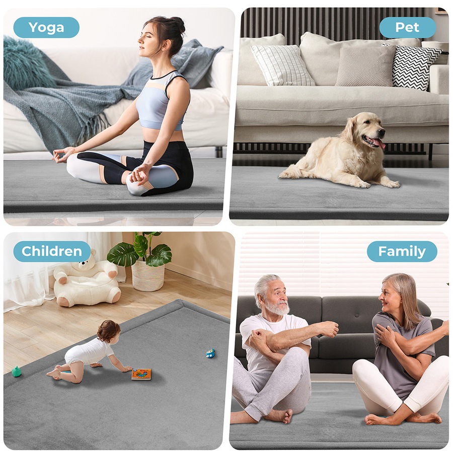 Marlow Floor Rug 150cm x 200cm, Plush 3cm Extra Thick Velvet - Grey