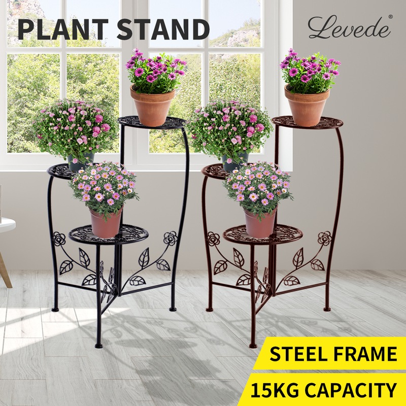 Plant Stand Outdoor Indoor Flower Pots Garden Metal Corner Shelf