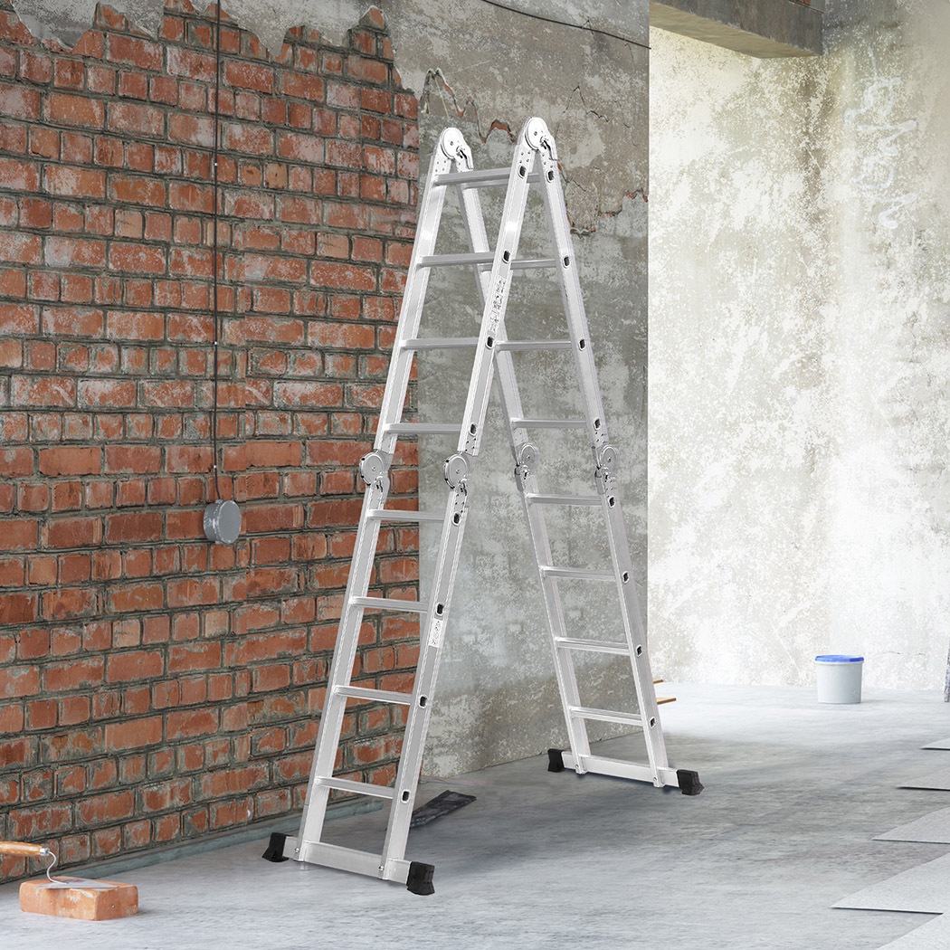 Traderight Multi Purpose Ladder Aluminium Folding Platform Extension Step 4.7M Australia