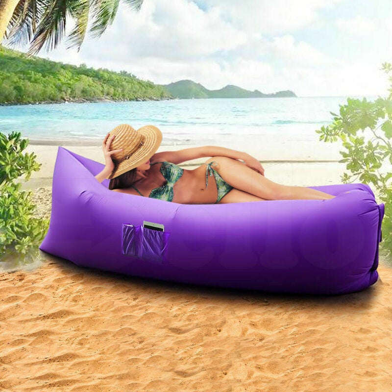 PAVITR SHOP Portable Hangout Lazy Air Bag Sofa Bed Suitable for Camping,  Travel, Beach andInflatable Lazy Sofa, Camping Lounger Sofa Inflatable  Sleeping Bag Beach Hangout Lazy Air Bed (Multi Color) : Amazon.in: