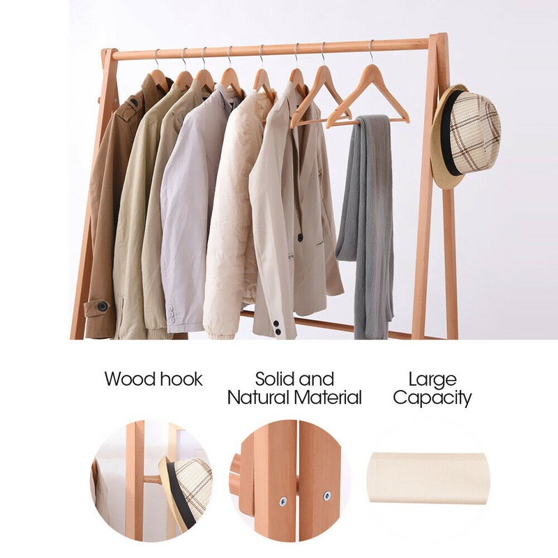 Buy Levede Clothes Rack Wooden Wardrobe Garment Coat Hanging Rail Shoe