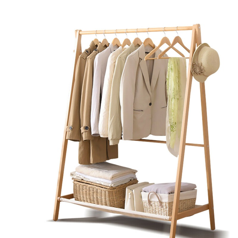 Buy Levede Clothes Rack Wooden Wardrobe Garment Coat Hanging Rail Shoe
