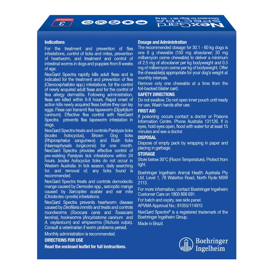 NexGard Spectra Dogs 30.1-60kg 3pk