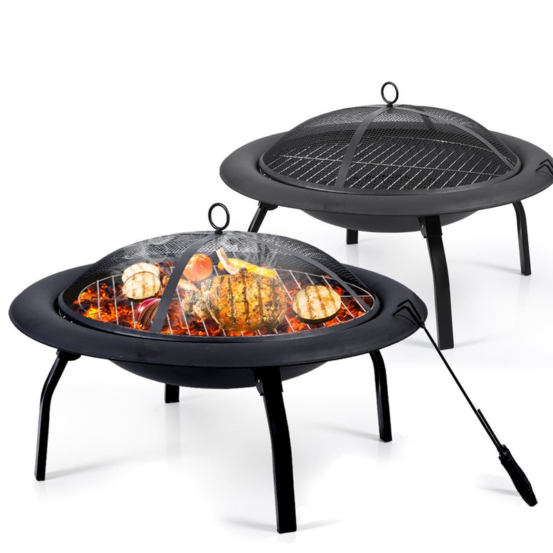Steel Charcoal Bbq Grill Firepit Set, Fire Pit Bbq Table