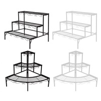 Levede Plant Stands Outdoor Indoor Metal Flower Pot 3 Garden Corner Shelf