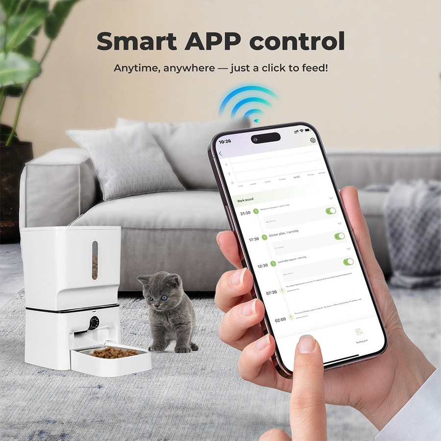 7L PaWz Automatic Pet Feeder WiFi App-Controlled Smart Food Dispenser with Camera