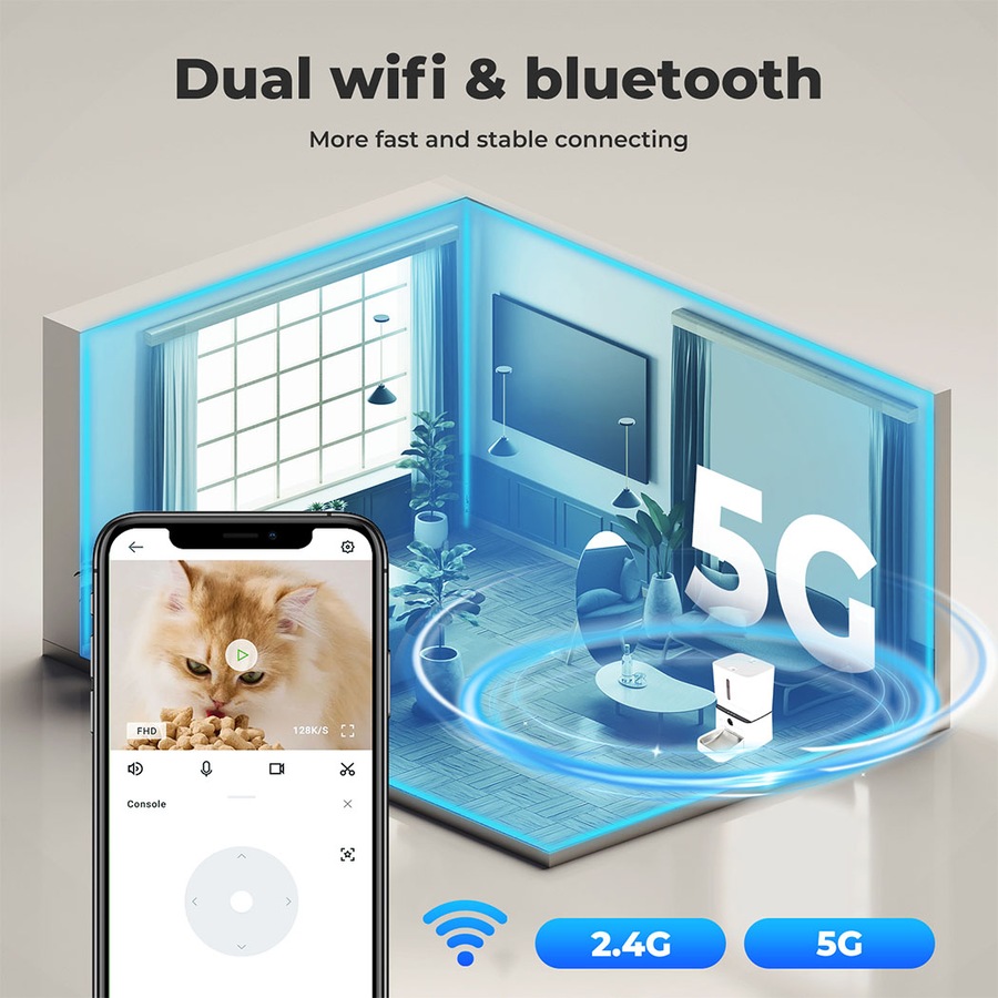 7L PaWz Automatic Pet Feeder WiFi App-Controlled Smart Food Dispenser with Camera