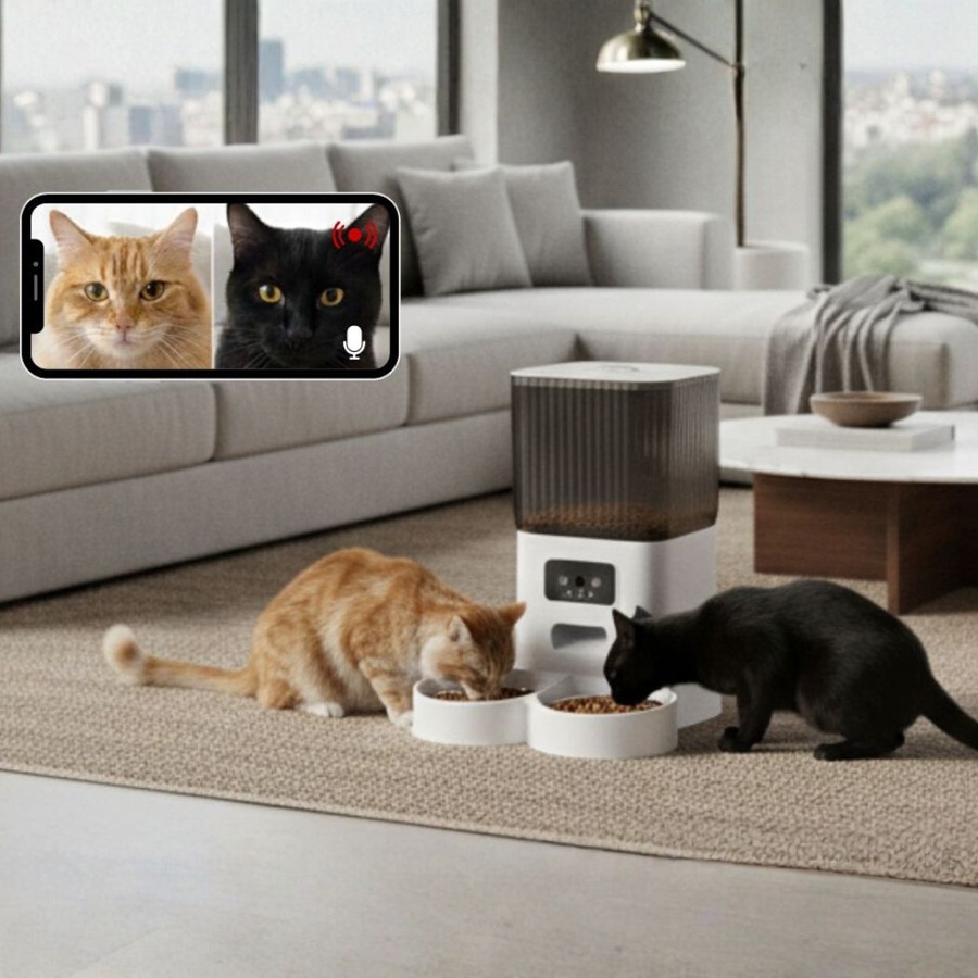 5L PaWz Automatic Pet Feeder WiFi App-Controlled Smart Food Dispenser with Double Camera