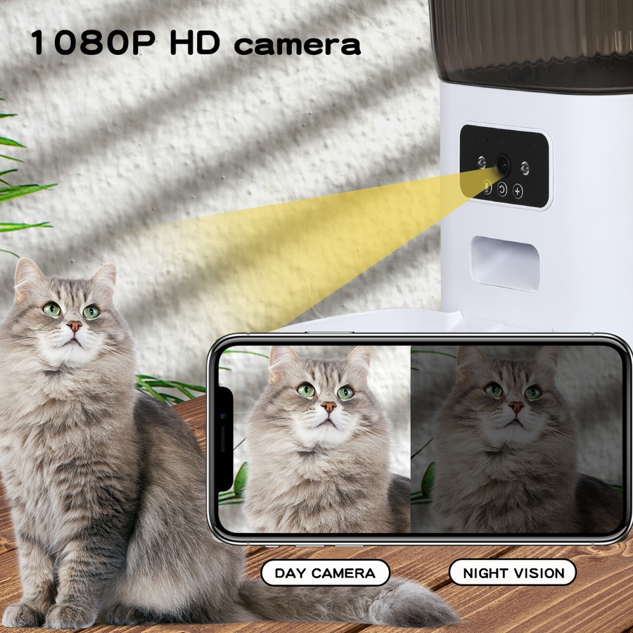 5L PaWz Automatic Pet Feeder WiFi App-Controlled Smart Food Dispenser with Double Camera