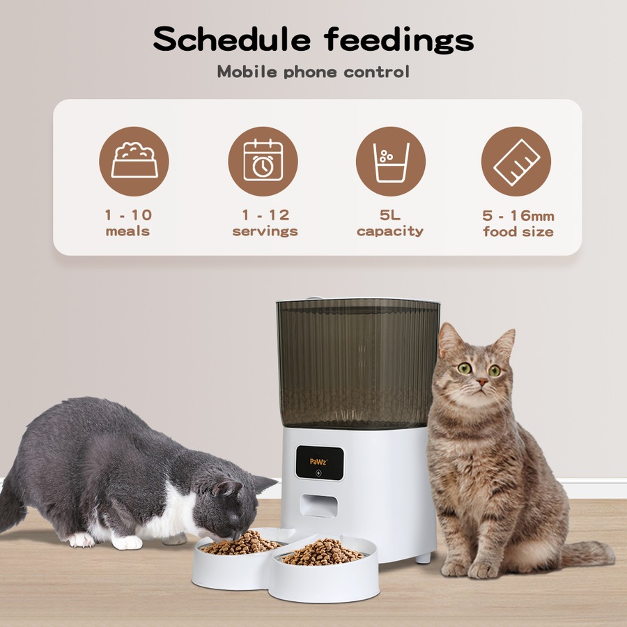 5L PaWz Automatic Pet Feeder WiFi App-Controlled Smart Food Dispenser