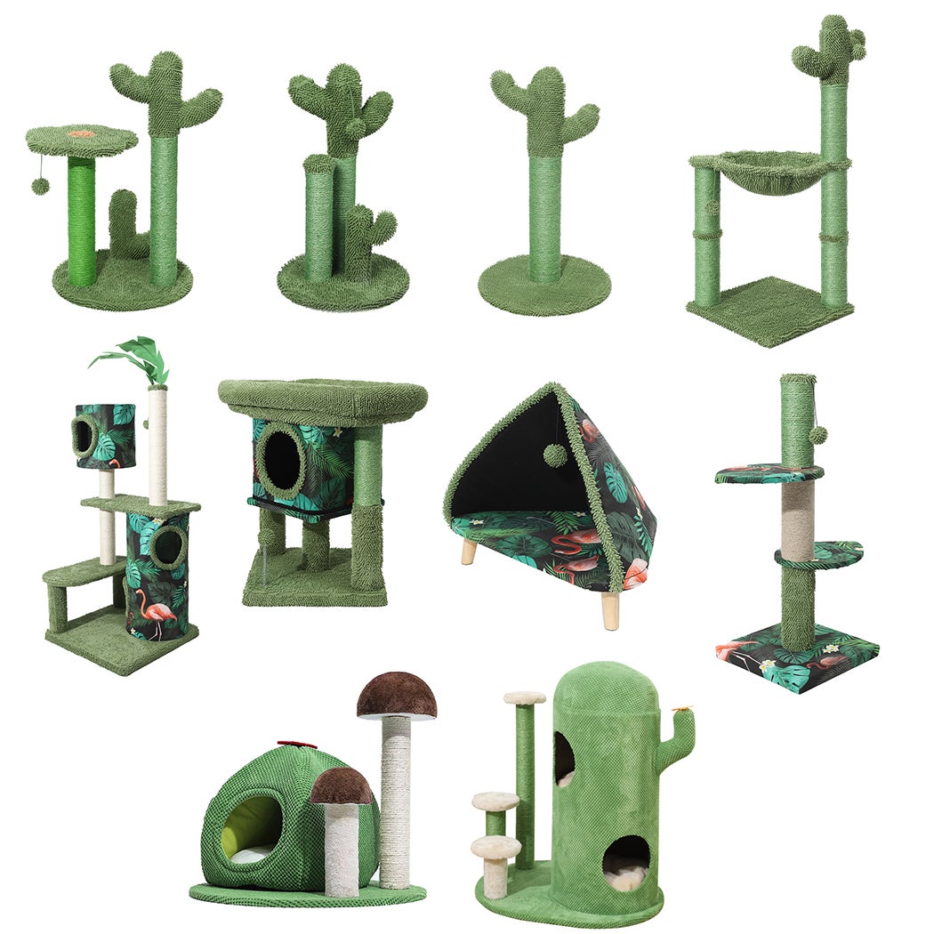 PaWz Cactus Cat Trees Towers Scratching Post New Scratcher Furniture Large Green