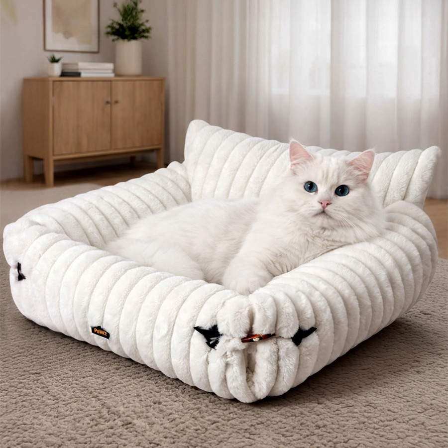 Pawz Cat Bed Extended Soft Plush Lounge Sofa Couch Pet Small Dog Removable Cover