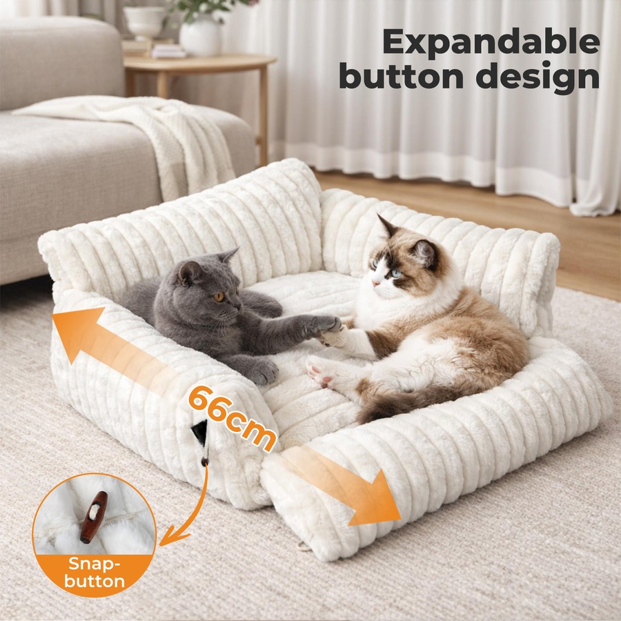 Pawz Cat Bed Extended Soft Plush Lounge Sofa Couch Pet Small Dog Removable Cover