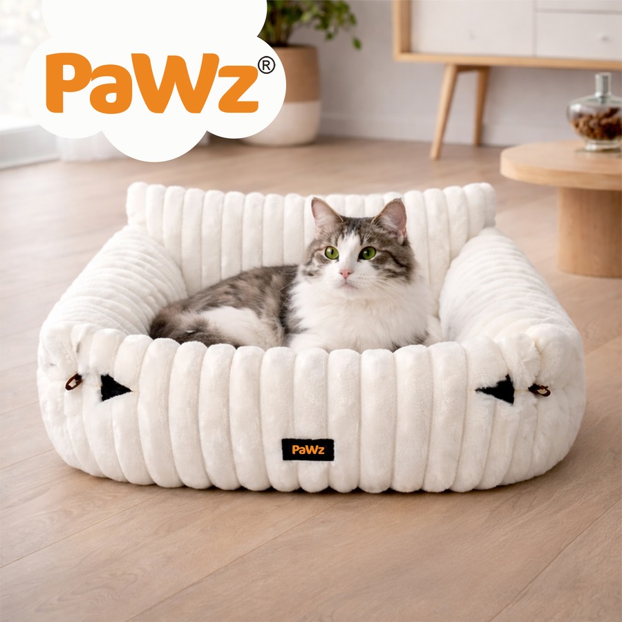 Pawz Cat Bed Extended Soft Plush Lounge Sofa Couch Pet Small Dog Removable Cover