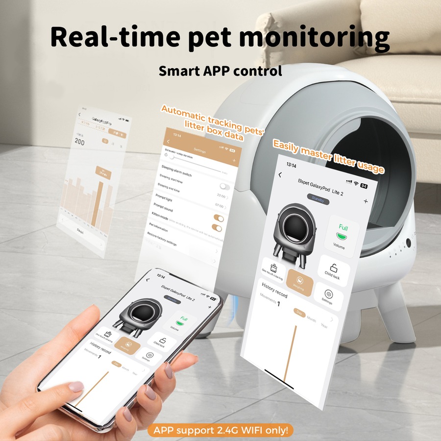 Pawz Cat Litter Box Large Machine Automatic Self Cleaning APP Control White