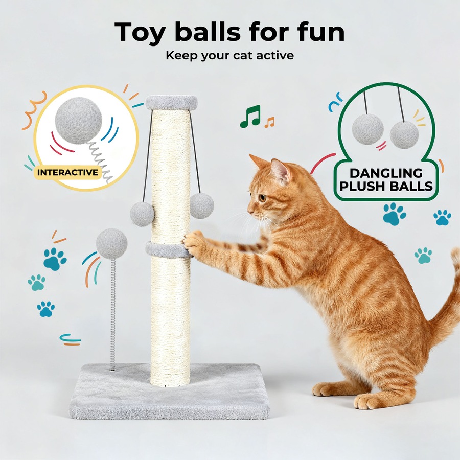 Buy PaWz Cat Scratching Post Sisal Rope Play Tower for Indoor Cats Grey ...