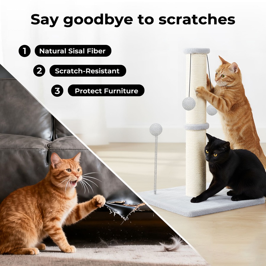 Buy PaWz Cat Scratching Post Sisal Rope Play Tower for Indoor Cats Grey ...