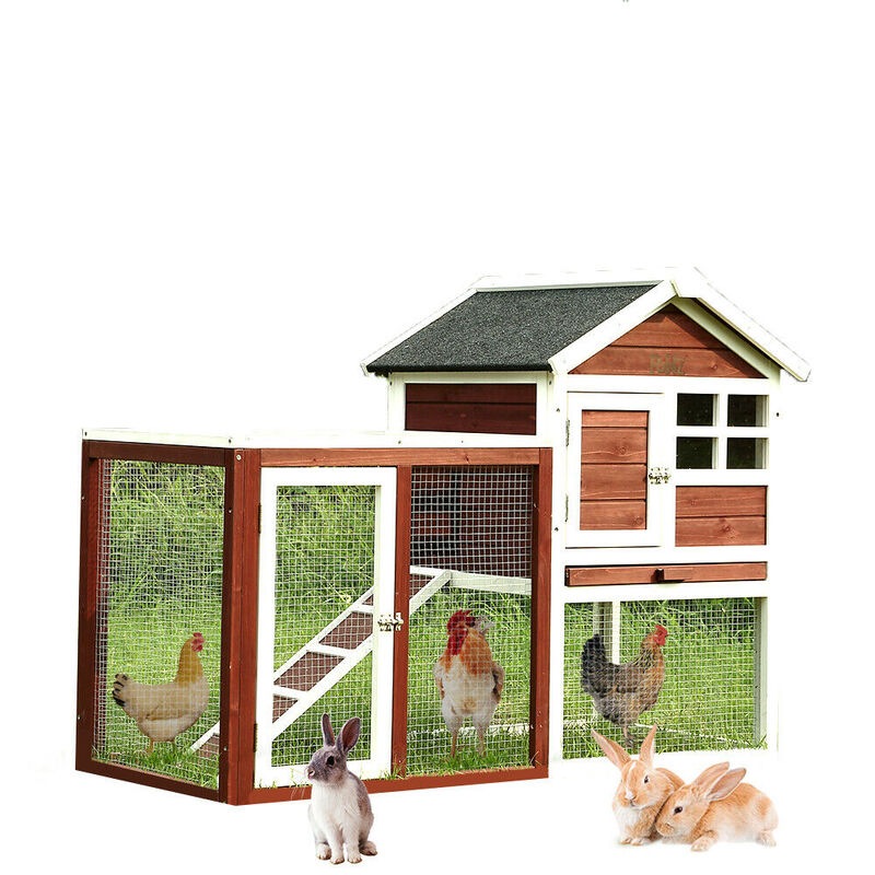 Pawz Wooden Dule Use Outdoor Rabbit Hutch Chicken Coop Hen Chook House