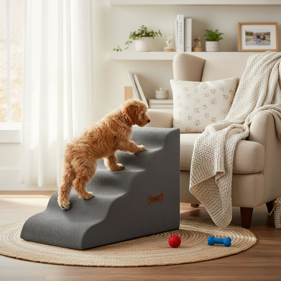 Pawz Pet Ramp Foam Dog Steps Stairs Portable Washable Climb Ladder for Bed Sofa