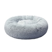 Pawz Pet Dog Calming Bed Warm Soft Plush Round Comfy Sleeping Washable Grey