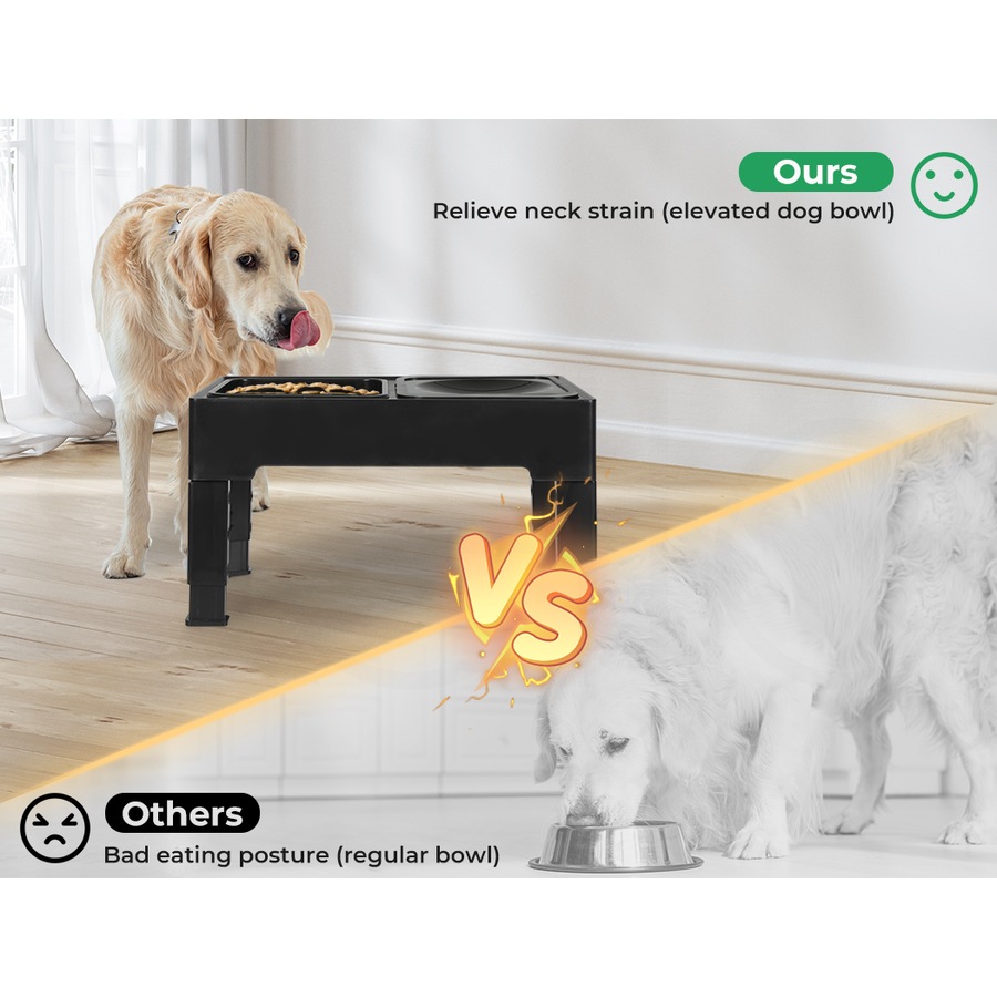 Pawz Elevated Pet Feeder 4 Height Adjustable Raised Dog Cat Slow Food Water Bowl