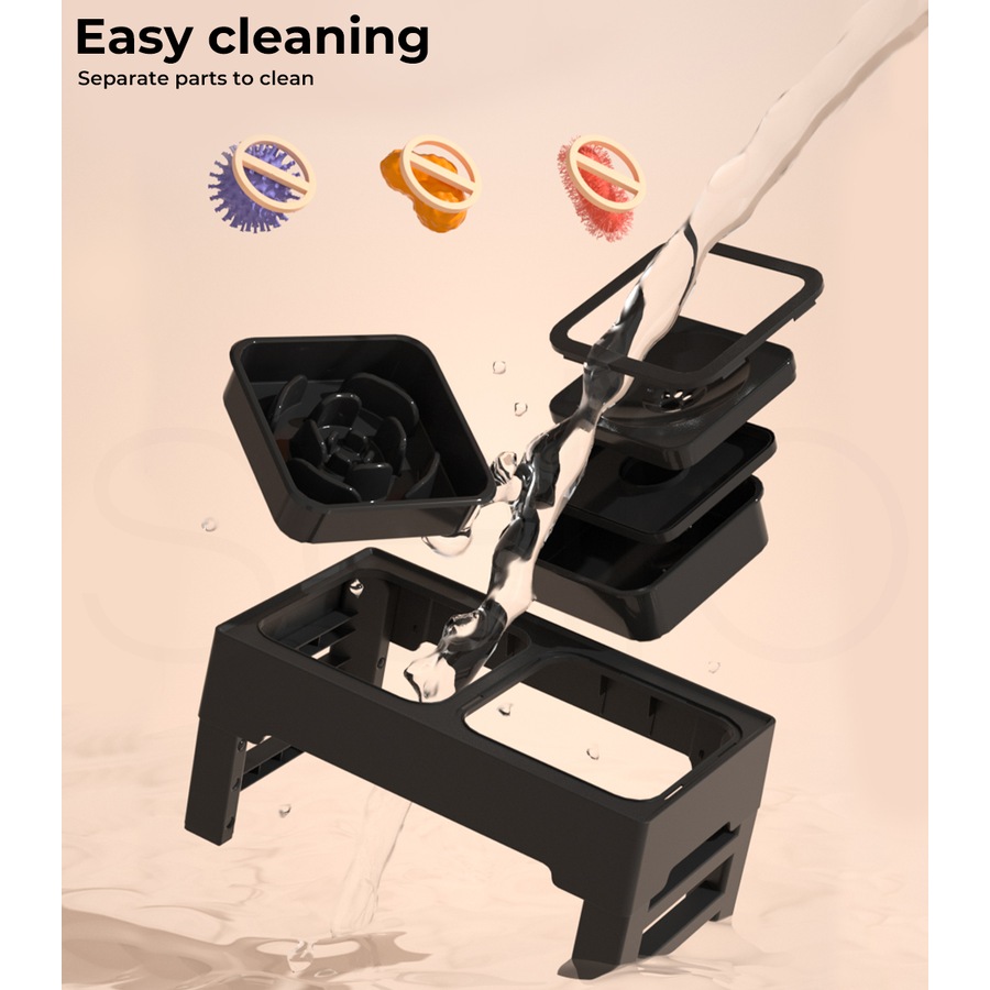 Pawz Elevated Pet Feeder 4 Height Adjustable Raised Dog Cat Slow Food Water Bowl