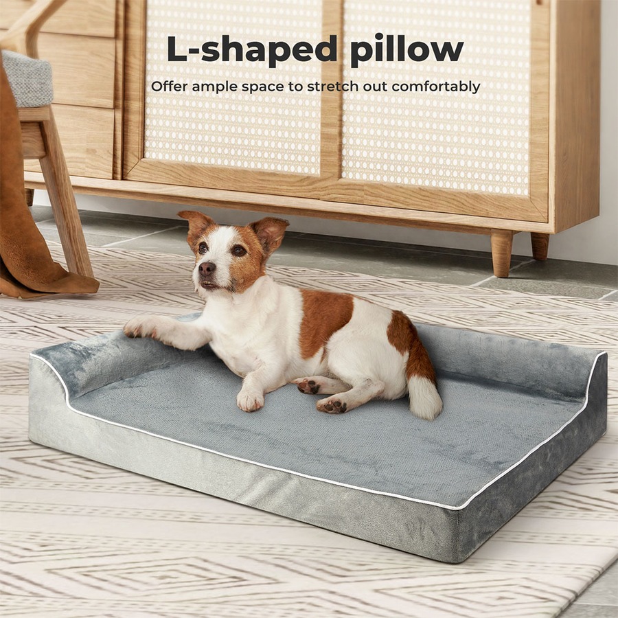 Pawz Orthopedic Dog Bed Memory Foam Cushion Cat Calming Mattress Washable M Grey