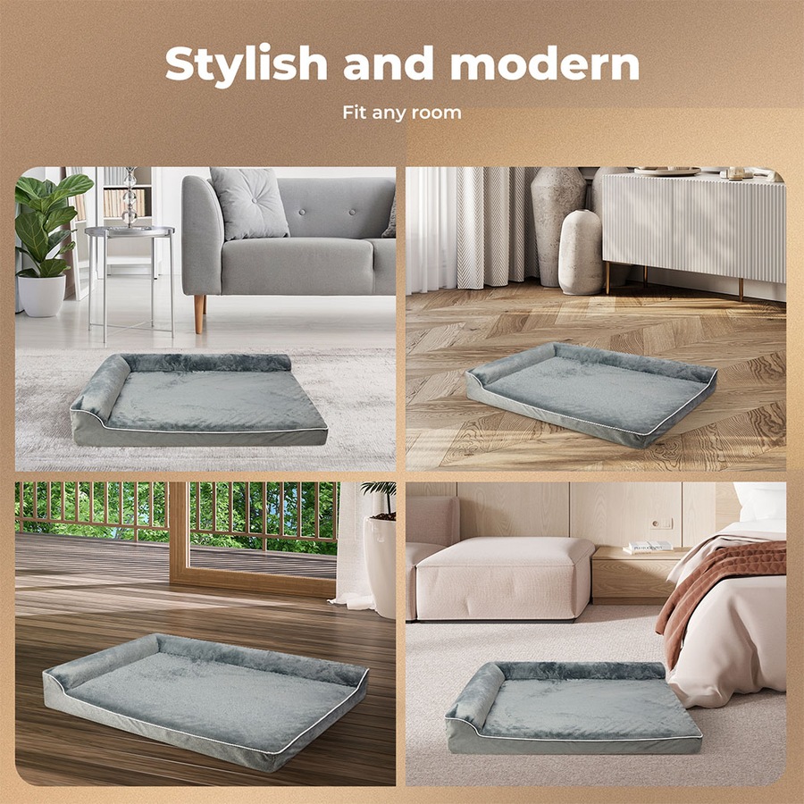 Pawz Orthopedic Dog Bed Memory Foam Cushion Cat Calming Mattress Washable M Grey